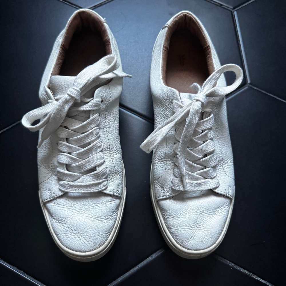 Frye White Leather Sneakers